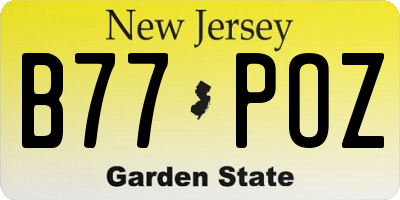 NJ license plate B77POZ
