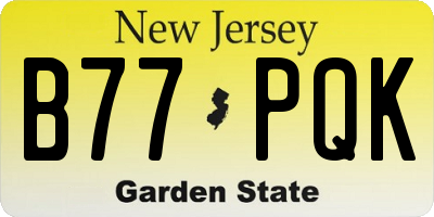 NJ license plate B77PQK