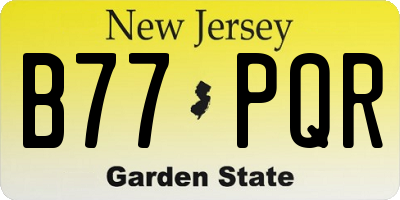NJ license plate B77PQR