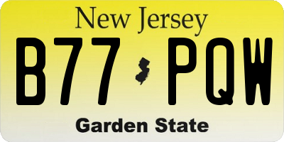 NJ license plate B77PQW