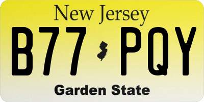NJ license plate B77PQY