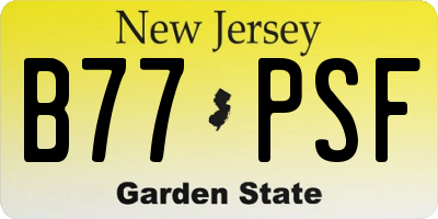NJ license plate B77PSF