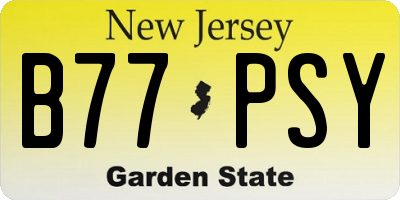 NJ license plate B77PSY