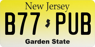 NJ license plate B77PUB