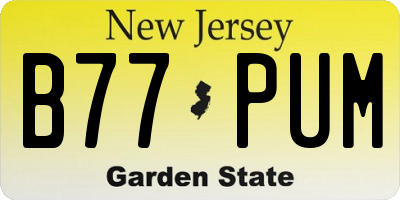 NJ license plate B77PUM