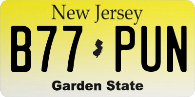 NJ license plate B77PUN
