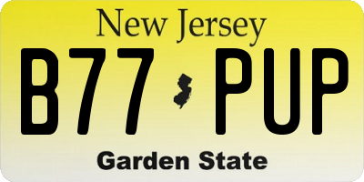 NJ license plate B77PUP