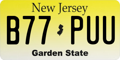 NJ license plate B77PUU