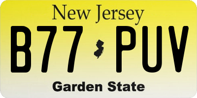 NJ license plate B77PUV
