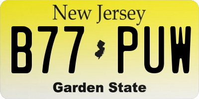 NJ license plate B77PUW