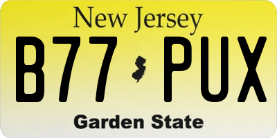 NJ license plate B77PUX