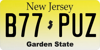 NJ license plate B77PUZ