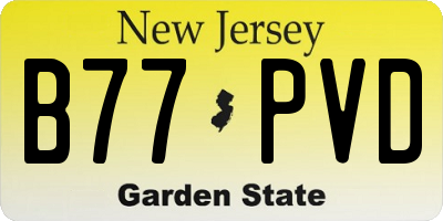NJ license plate B77PVD
