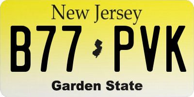 NJ license plate B77PVK