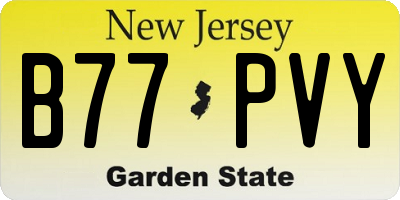 NJ license plate B77PVY