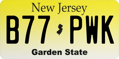 NJ license plate B77PWK