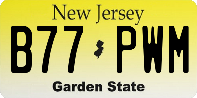 NJ license plate B77PWM