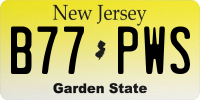 NJ license plate B77PWS