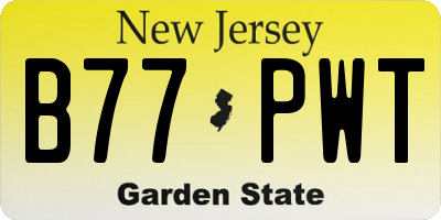 NJ license plate B77PWT