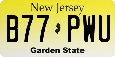 NJ license plate B77PWU