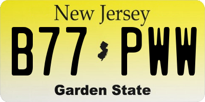 NJ license plate B77PWW