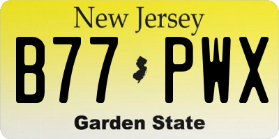 NJ license plate B77PWX