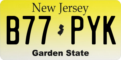 NJ license plate B77PYK