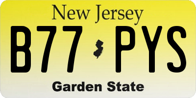 NJ license plate B77PYS