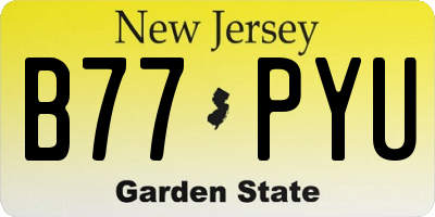 NJ license plate B77PYU