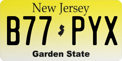 NJ license plate B77PYX
