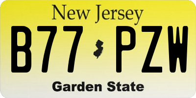 NJ license plate B77PZW