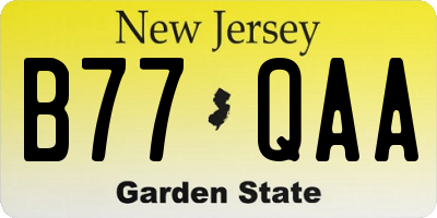 NJ license plate B77QAA