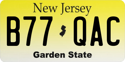 NJ license plate B77QAC