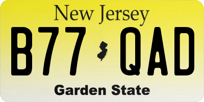 NJ license plate B77QAD