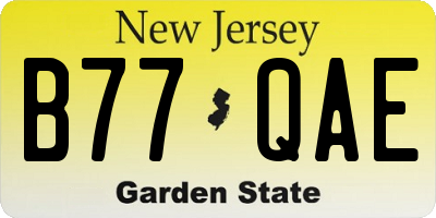 NJ license plate B77QAE
