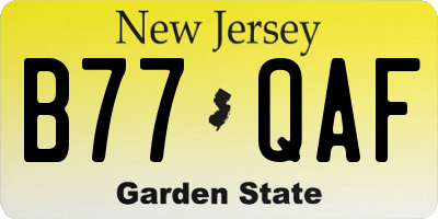 NJ license plate B77QAF
