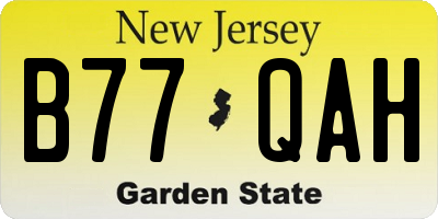 NJ license plate B77QAH