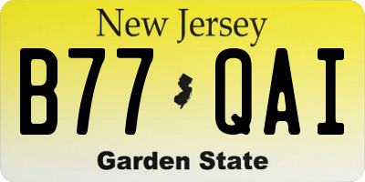 NJ license plate B77QAI