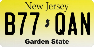 NJ license plate B77QAN