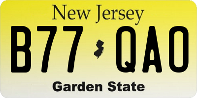 NJ license plate B77QAO