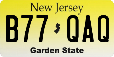 NJ license plate B77QAQ