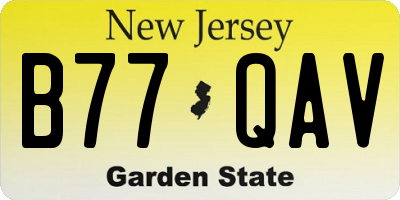 NJ license plate B77QAV