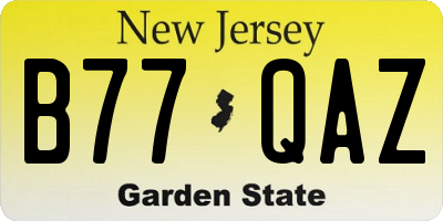 NJ license plate B77QAZ