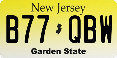 NJ license plate B77QBW
