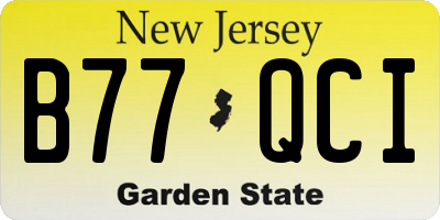 NJ license plate B77QCI