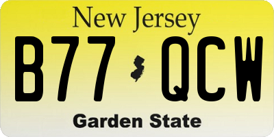 NJ license plate B77QCW