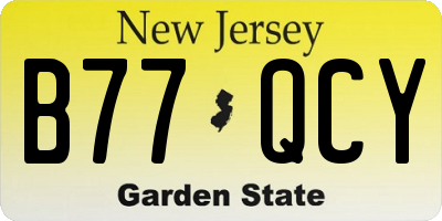 NJ license plate B77QCY