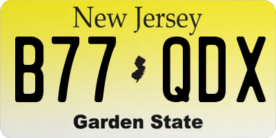 NJ license plate B77QDX