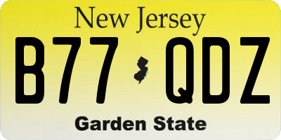 NJ license plate B77QDZ