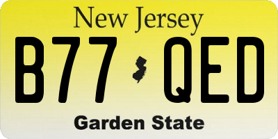 NJ license plate B77QED